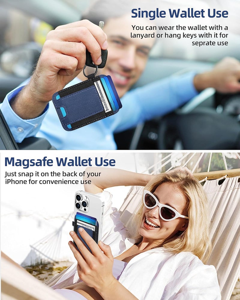 ExtreLife For Magsafe Wallet, Strongest Magnetic Wallet for iPhone 17/16/15/14/13/12 Series, for Magsafe Card Holder with 2 Card Slots, Magnetic Card Holder, Vegan Leather, Hold 7 Cards, Slim, Navy Blue - Image 4